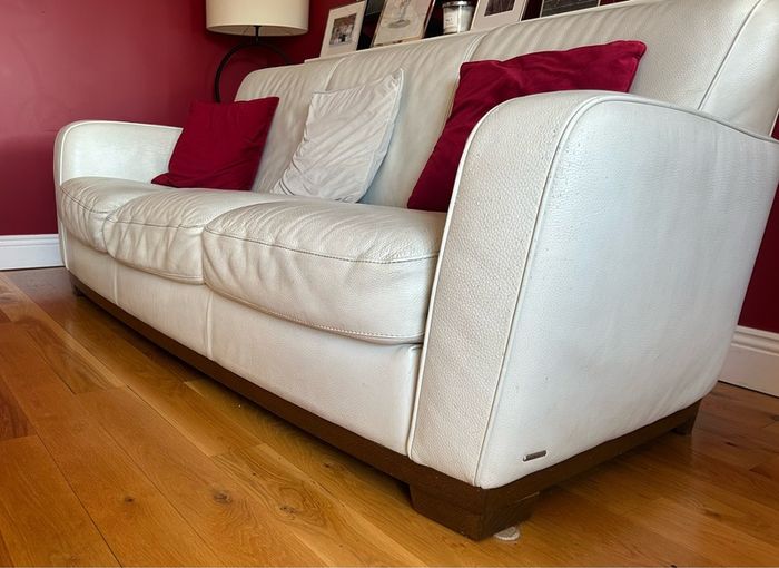 White leather Natuzzi couch set