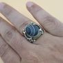 Vintage Brass & Suliemani Eye Agate With Silver Inlay Desgin Ring Image 7
