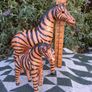 Mid Century Leather 11 Inch Zebra and Foal (Handpainted ) Image 2