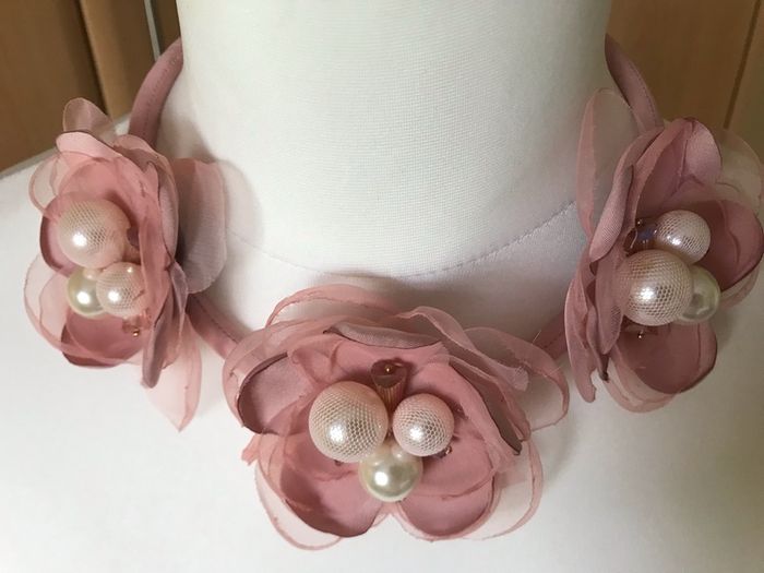 Blush pink decorative floral necklace