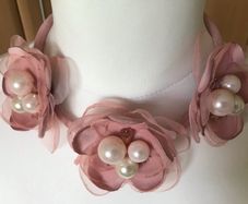 Blush pink decorative floral necklace