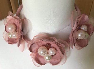 Blush pink decorative floral necklace