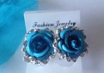 Brand new Turquoise / light blue Rose & Diamond earrings
