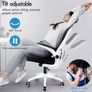Mesh Office Chair with Adjustable Lumbar Support, Mid-back Ergonomic Desk Chairs for Home Office, Height Adjustable Swivel Computer Chair with Flip-up Armrest, Tilt Function, Black & White Image 5