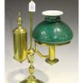 Elegant Victorian Adjustable Brass Student Lamp with Racing Green Ceramic Shade Image 9
