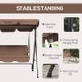 3-Seat Swing Chair Garden Swing Seat with Adjustable Canopy for Patio, Brown Image 3