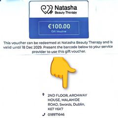 100 Euros - Natasha Beauty Therapy Gift Voucher (Valid until December 2029)