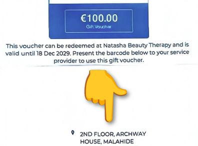 100 Euros - Natasha Beauty Therapy Gift Voucher (Valid until December 2029)