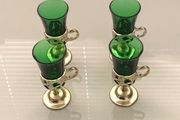 Mid Century green glass liqueur or shot glasses