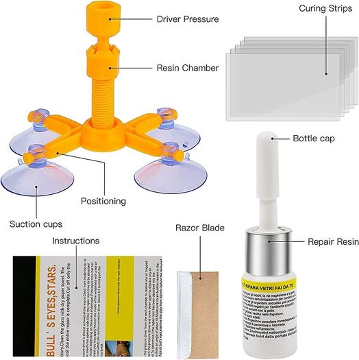 Windscreen Repair Kit, Car Windscreen Crack Repair Kit for Fix Auto Windscreen Glass Cracks/Scratch/Chips/Nicks/Half-Moon/Star-Shaped/Bulls-Eye (FREE POSTAGE)