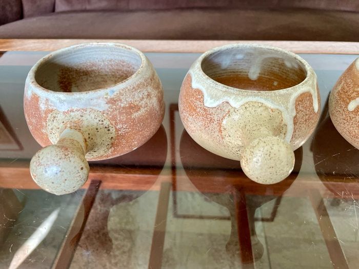 Rare Youghal Irish Studio Pottery Soup Bowls with Handles Japandi