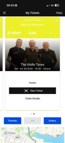 1x Wolfe Tones Ticket (Saturday Standing)