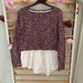 top Bershka size large burgundy top with white shirt base size large Image 2