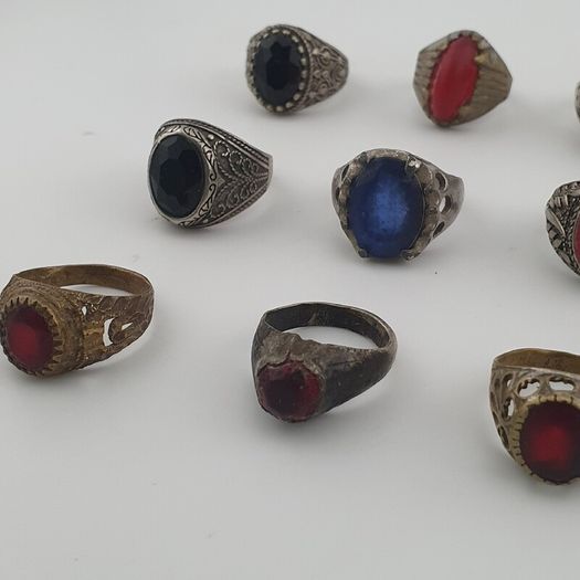 Old World Antique Mixed Brass Artisan Lot of 15 Rings