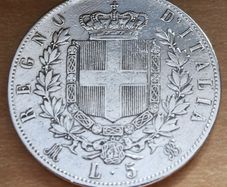 1875 M-BN Italy 5 Lire - Victor Emmanuel II Silver coin