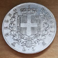 1875 M-BN Italy 5 Lire - Victor Emmanuel II Silver coin