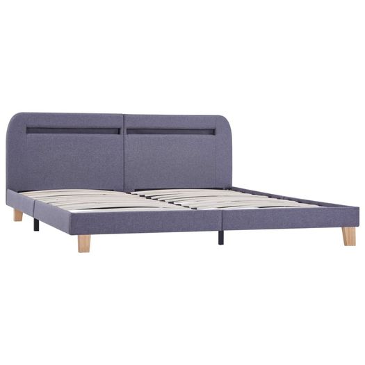 Bed Frame with LED Light Grey Fabric 180x200 cm 6FT Super King