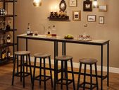 _Bar Table, Fine High Table, Kitchen Table, Dining Table, with Sturdy Metal Frame