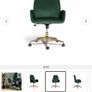 Green Velvet Swivel Desk Arm Chair Image 5