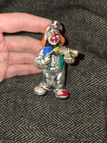 925 Sterling Silver Italian Clown Playing Violin Statue