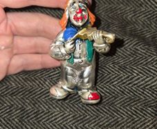 925 Sterling Silver Italian Clown Playing Violin Statue
