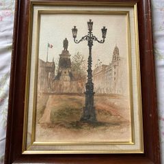 Edward Tomkus (1936) O Connell street  Dublin Watercolour
