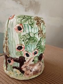 The Village Collectables Annie Rowe Hand-Painted Rabbit Ceramic vase