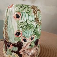 The Village Collectables Annie Rowe Hand-Painted Rabbit Ceramic vase