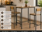 Industrial Style Table and 2 Bar Chairs Set Bar Table + Bar Stools Standing Table Bar Game High Table Chair