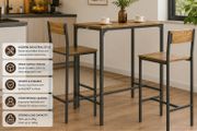 Industrial Style Table and 2 Bar Chairs Set Bar Table + Bar Stools Standing Table Bar Game High Table Chair