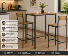 Industrial Style Table and 2 Bar Chairs Set Bar Table + Bar Stools Standing Table Bar Game High Table Chair
