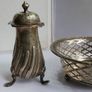 Antique Sterling Silver Salt & Pepper Shakers with bowl 80,00g Image 2