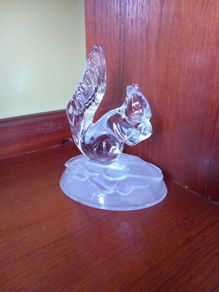 Squirrel Cristal D'arques Glass Ornament Crystal Figurine   1970's Vintage  Decor Home Gift Presents Art Frost  Glass