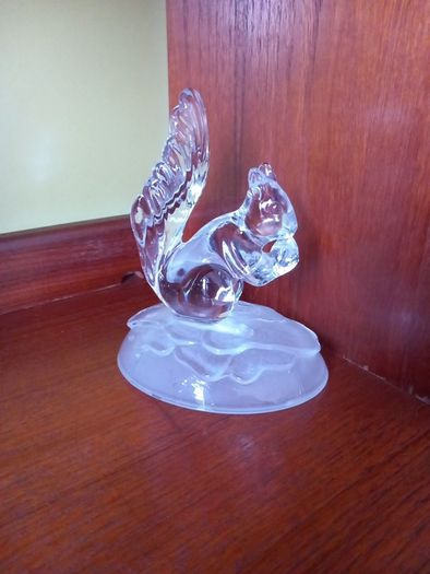 Squirrel Cristal D'arques Glass Ornament Crystal Figurine   1970's Vintage  Decor Home Gift Presents Art Frost  Glass