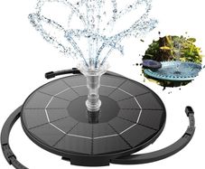 3.5W Solar Water Feature Round Split Stand Individually Floating Bird Bath with 12 Nozzles Pond Pump and Solar Panel for Pool, Pond, Garden Decoration or Water Feature (FREE POSTAGE)