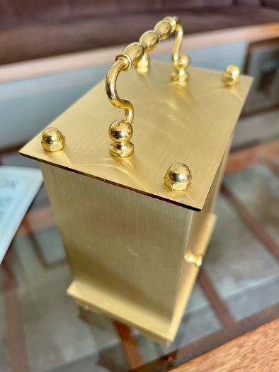 As New Vintage Westclox Quartz Carriage Clock Gold Metal Rectangular Roman Numerals Analogue 1980s