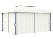 Gazebo with Curtain 4x3 m Cream White Aluminium