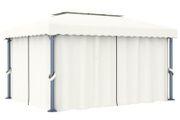 Gazebo with Curtain 4x3 m Cream White Aluminium