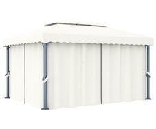 Gazebo with Curtain 4x3 m Cream White Aluminium