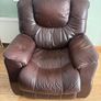 Brown Leather couch and armchair Image 3