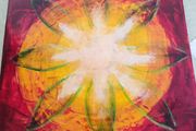 The sun 30.5 X 30.5 Cms Oil On Board Composition Abstraite Multicolore