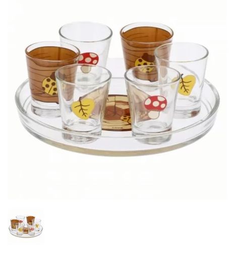 Tray & Set of 6 Glass Cups