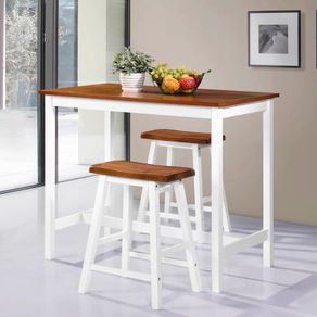 Bar Table and Stool Set 3 Pieces Solid Wood