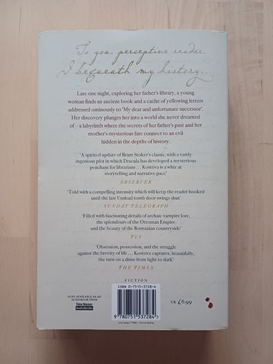 The Historian by Elizabeth Kostova (Horror Mystery Paperback 2005)