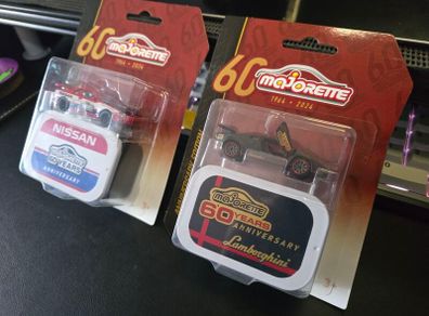 limited edition Majorette diecast Skyline R34 GTR and Lamborghini Countach