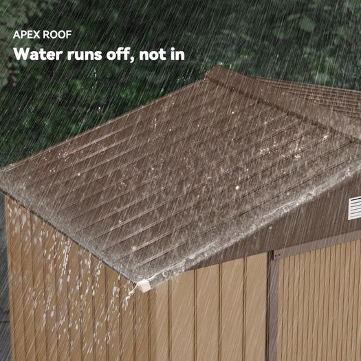 Outdoor Storage Shed, 7ft x 4ft, Large Patio Roofed Tool Metal Storage Building Foundation Sheds Box Outdoor Furniture