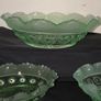 Collection of Art Deco Green Glass Scalloped Edge Bowls Image 2