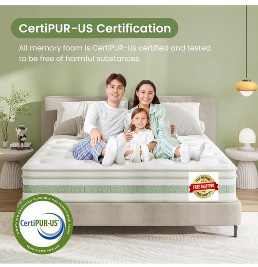 King Size Mattress Memory Foam Pocket Sprung Mattress, 150x200x25cm Hybrid Mattress, Medium Firm, 7-Zone Support, Edge Support, Motion Isolation