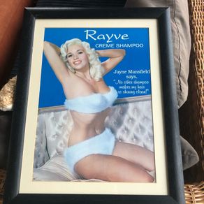 Framed Jayne Mansfield metal sign sales advert