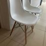 2 Contemporary White Chairs with Oak Legs Image 3